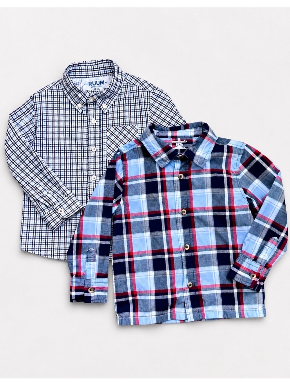 Boys 3T 3Y Blue Plaid Button Down Shirt 2pc Set  Garanimals RUUM Back to School